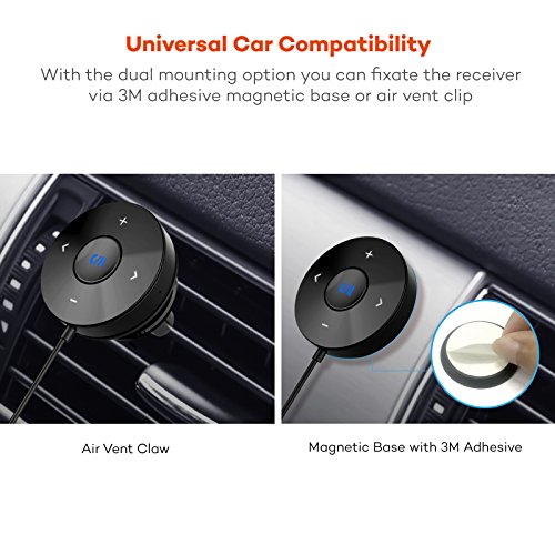 Bluetooth-Receiver-TaoTronics-Bluetooth-Car-Kit-Bluetooth-41-Hands-Free-Audio-Adapter-Built-in-Microphone-cVc-60-Noise-Cancellation-3M-Magnetic-Base-Air-Vent-Clip-Dual-21A-USB-Car-Charger