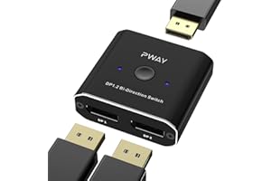 PWAY Displayport Switch DP 1.2 Switch Bi-Direction 4K@60Hz Splitter Converter pour Plusieurs Sources et écrans.