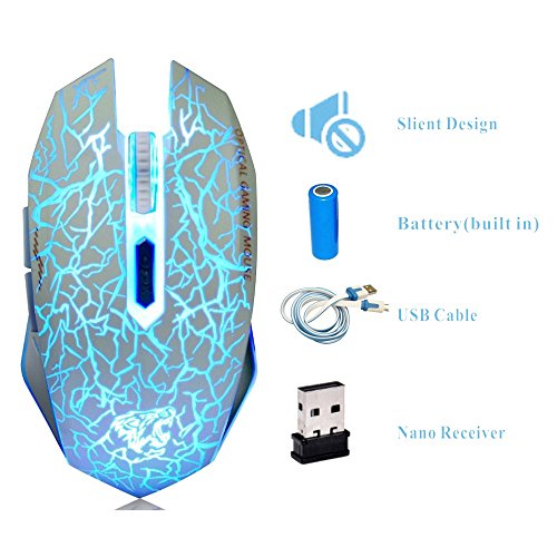 M2 kabellos wiederaufladbar Gaming Maus Optische geräuschlos Mäuse mit Nano Empfänger 6 Tasten für Mac Notebook Desktop Laptop - 6