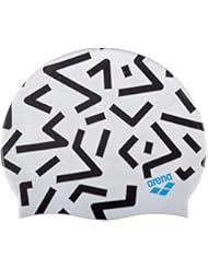 Arena – Gorro de natación Print 2, decorado con grafías, de color blanco