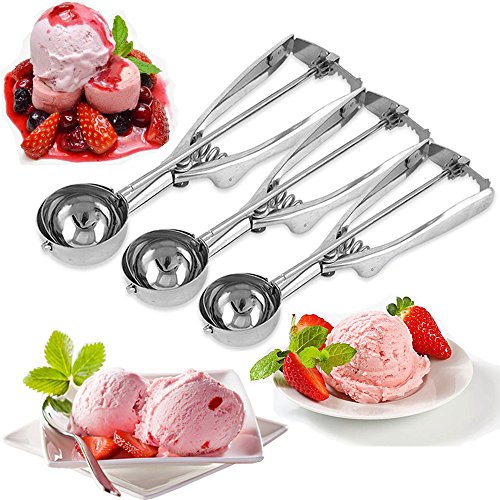 Ice Cream Scoop, 3 x Edelstahl 4/5/6 cm Scoop für Ice Cream Mash Lebensmittel Löffel Küche Ball von Wady - 2