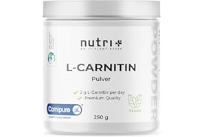 ‎NUTRI + Nutri + L-Carnitin Carnipure Pulver - 100% reines Carnitin Tartrat Pure Powder 250 g von Lonza - 3000mg Carnitinpulver pro Portion ohne Zusatzstoffe