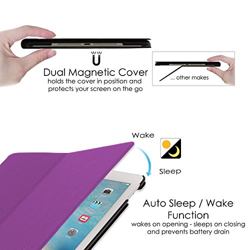 Forefront Cases Leder-Schutzhülle (mit Ständer, mit magnetischer automatischer Sleep-/Wake-Funktion für black_p 4 iPad 3 Violett violett iPad Mini 4 - 5