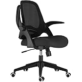 Hbada Sedia da ufficio Sedia da scrivania ergonomica Sedia girevole con braccioli pieghevoli Sedia per computer in rete Sedia
