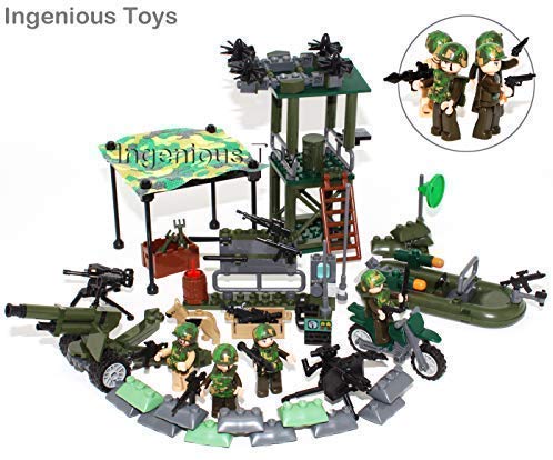 Ingenious Toys Militare Avamposto & Armato Veicolo 2 Figure Mini Nuovo Scatola Set - Costruzioni Set #8x8