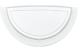 Eglo Lampada da parete Planet 1, applique a uno punto luce, lampada da parete per interni in acciaio e vetro, lampada da soggiorno in bianco e trasparente, lampada da ingresso con attacco E27