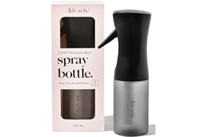 Kitsch Flacone spray continuo per capelli – Nebulizzatore d'acqua a nebbia fine – Flacone spray per capelli riciclato – Flaconi spray per pulizia, styling, piante e altro – Nero, 150 ml