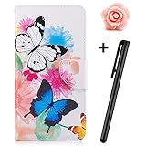 Samsung Galaxy J1 Hülle,Samsung Galaxy J1 Tasche,TOYYM Ultra Dünn PU Leder Flip Cover Brieftasche Wallet Case Klapptasche Etui,Kreative Muster Design Folio Bookstyle Lederhülle Schutzhülle mit Kartenhalter Standfunktion Magnetverschluss für Samsung Galaxy J1,Rosa Schmetterling