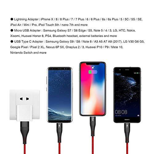 Multi C  ble de Chargeur  ZKAPOR 1 2M 3 en 1 Multiple USB C  ble de Chargement en Nylon Tress   avec Lightning Micro USB Type C Connecteur pour iPhone
