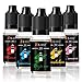 Produktbild E Liquids 5 * 10ml, E Zigarette Liquid für E-zigarette/E Shisha, Grüner Apfel, Zitronen-Sprite, Wassermelone, Himbeere, Fruchtsaft, 70VG/ 30PG 0mg E-Liquid ohne Nikotin