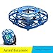 Produktbild LOGOOO RC Mini Fan Drone, Geeignet für Kinder, UFO-Freisprecheinrichtung Fliegender Ballsensor RC Flugzeugaufhängung Kleine Fan Drone Manuelle Vierachsen-LED-Leuchten UFO-Fernbedienung Spielzeug,Blue