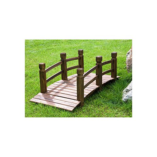 Rustikale massive Holzbrücke, braun, 150 x 67 x 55 cm, geölt und brandbehandelt, bis 150 kg belastbar - 6