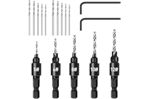 YUANYUU 5 Piezas Brocas para Metal, con Vástago Hexagonal de 1/4", Juego de Brocas Profesional Con Llave Hexagonal, Recambios para Brocas, para Plástico, Tablón