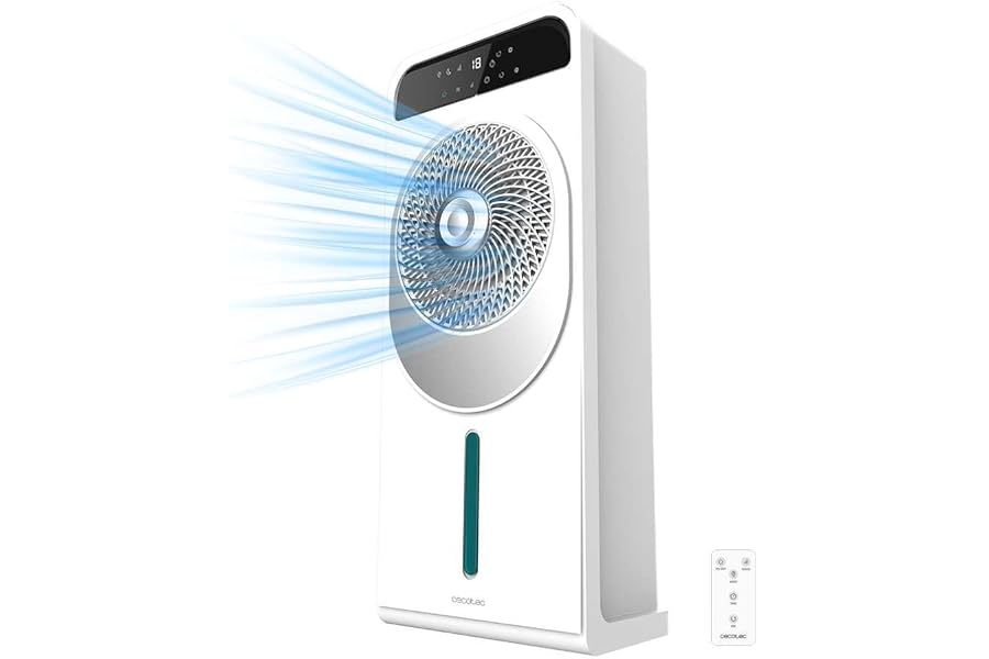 Cecotec - Condizionatore evaporativo EnergySilence 5000 Cool Wave, Motore CC 60W, Capacità di 5 L, Display a LED, Controllo touch, 12 velocità, 3 modalità, Timer fino a 9 ore, Oscillazione a 360°