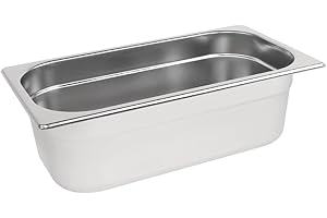 NISBETS Vogue k933 1/3 Gastronorm sartén de acero inoxidable, 100 mm)