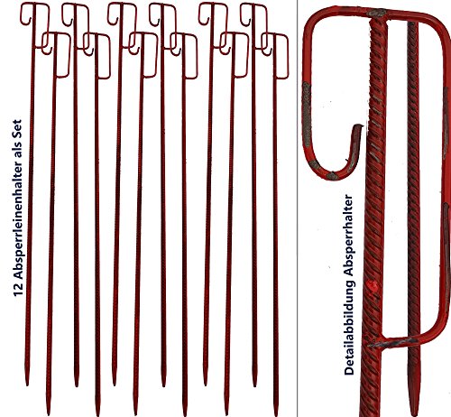 Absperrleinenhalter rot 14 x 1250 mm – Set mit 12 Stück