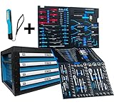 prix servante kraft muller inkl. 175 tlg. Werkzeugsortiment + COB Penlight