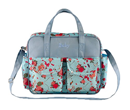 niceEshop(TM) Waterproof Large Diaper Bag Baby Mummy Tote Handbag with Chaning Mat (Flower)