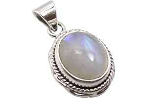 Unique Gems Colgante clásica Piedra de luna arcoíris 2.9 quilates Plata de ley 925