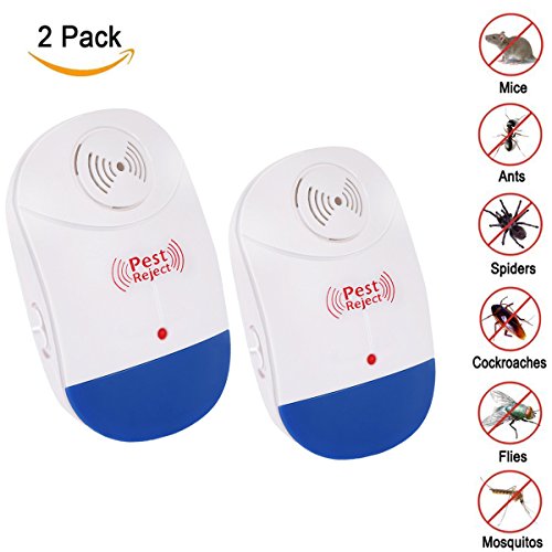 Lmeison 2 Pc Pest Repeller Ultrasonic,Schädlingsbekämpfer Rejector für Moskitos, Ratten, Kakerlaken, Mäuse, Ameisen, Schaben, Spinnen, Wanzen, Flöhen