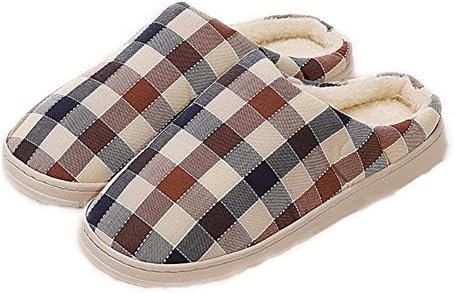 YOXI Winter Warm Slippers Grid Plaid Home Plush Slippers Couples Cotton Warm Soft Indoor House Slippers Skid-Proof Slippers Slip Lovers Slippers For Autumn Winter Travel Work Home