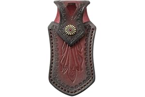 MiOYOOW Gaine de Couteau Poche, Étui Couteaux Vintage en Cuir, Pochette Couteaux Ceinture avec Trou de Suspension de Ceinture et Fermeture à Pression pour Couteau Pliant de 4,5" (sans Couteau)