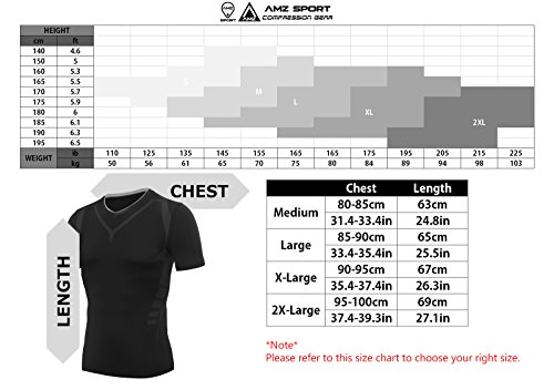 AMZSPORT Herren Kompressions-Shirt Kurzarm Funktionsshirts BaseLayer Kurzarm - 7