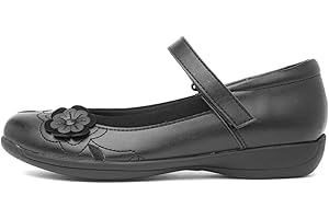 Walkright Cassidy Girls Black Flower School Shoe