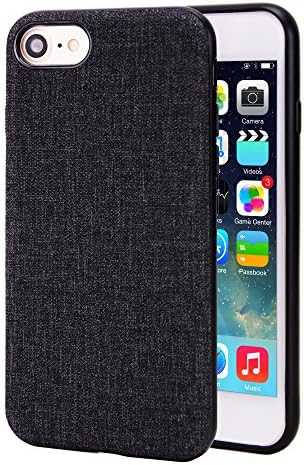 iPhone 8 Plus Cover, CLINGCASE Ultra-Slim Nylon Fabric Soft Feeling PU TPU &amp; PC Bumper Cell Phone Back Cover Case For iPhone 7 8 Plus (Black)