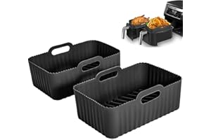 ADETEU Silikonform für Ninja Heißluftfritteuse, 2Pcs Airfryer Zubehör für Heißluftfritteuse AF400EU AF300EU AF400EUCP, Silikoneinsatz Air Fryer Accessories für Dual Zone Heißluftfritteuse, Blätter