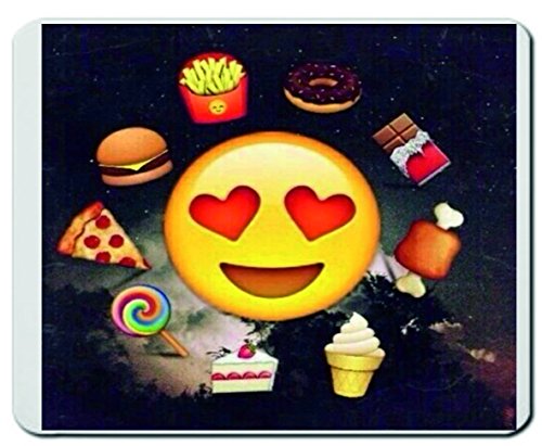 Mauspad "Träumender Smiley von Schoko Dounats Eis Pommes Pizza" Mousepad, Handauflage, Gamepad, Handgelenkauflage, Windows, Notebook, PC