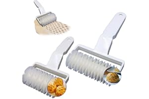 XCOZU Juego de 2 Cortadores de Repostería de Celosía, Cortador de Hojaldre, Cortador deHojaldre Rodillo Rombos, Herramienta para Hornear Fondant Pasteles Pizza (2 tamaños)