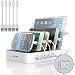 Produktbild MSTJRY USB Multi Ladestation für mehrere Geräte mit Schalter Handy und Tablet Ladestation 40W Dockingstation für Universell Ladegerät Kabel Organizer Für Handys & Tablet (5 ports mit kabel, Weiß)