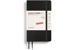 ‎LEUCHTTURM1917 LEUCHTTURM1917 370571 Wochenkalender 2025, Pocket A6 Softcover - 12-Monats-Planer, 80 g, liniert - Schwarz