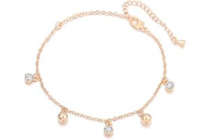 Ouran Bracciale per donne, cavigliera bracciale ciondolo fascino ragazze caviglia piede catena caviglia d'oro in argento con cristallo