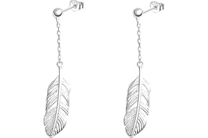 Epoch World Boucles d'oreilles en Argent Sterling 925 Boucles d'oreilles Plume Clous d'oreilles Argent Boucles d'oreilles Argent Pendantes Boucles d oreilles pour Femme Fille