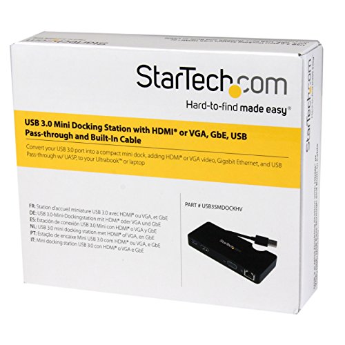 StarTech USB3SMDOCKHV Universal Laptop Mini Dockingstation (HDMI, VGA, Gigabit Ethernet, USB 3.0) - 5