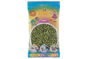 HOFF Pour hama 84 - lot 1000 perles a repasser midi 5 mm vert olive - pour plaque a picots - jeu creatif
