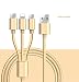 Produktbild Magic 3 in 1 USB Charger Adapter Premium Nylon Cable with Lightning / Type C / Micro Connector ports Fast Charging for iPhone Series, iPad Mini Air, Samsung, Type-C Device and Android. (Gold)