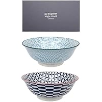 Tokyo Design Studio, Geometric Eclectic, 2 Cuencos Set, de 2 piezas, diámetro 20,5 cm, porcelana de Japón