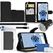 Produktbild iTALKonline Alcatel Pop 4 Kohlefaser Schwarz PU Leder Exekutiv Multi Function Mappen Kasten Abdeckung Veranstalter Flip mit der Credit / Business Card Geld-Inhaber Integrated Horizontaler Betrachtungsstandplatz , LCD Displayschutzfolie und 1000 mAh dualen Kugel Autoadapter und Flach Micro USB-Ladekabel