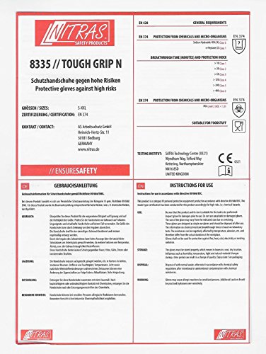 50 Stück Nitril Einmalhandschuhe mit optimierter Griffigkeit NITRAS TOUGH GRIP N (L, orange) - 3