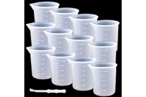 DIFIT Lot de 12 gobelets doseurs 100 ml en silicone pour résine époxy, mélangeurs, pour mélanger la résine, époxy, moules de coulée…