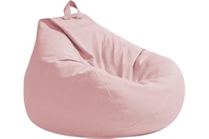 Highdi Poltrona Sacco Adulti 100 x 120 cm - Senza Imbottitura, Cotone e Lino Pouf Sacco Gigante, Rosa Bean Bag Chair per Soggiorno/Camera/Gaming