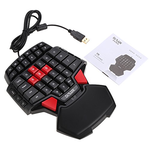 KKmoon T9 47 Schlüssel Mini Professionelle Gaming Tastatur/ Single Hand Tragbare USB Verdrahtete Esport Keyboard mit 3 Ebenen LED Hintergrundbeleuchtung Multimedia-Tasten - 9