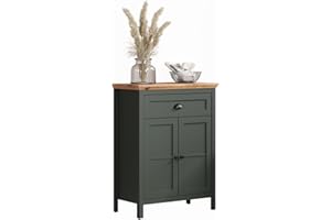 trendteam smart living - Stanton - Kommode - Tannengrün/Evoke Eiche - Standschrank mit 2 Fächern und 1 Vollauszug Schublade - (BxHxT) 77 x 102 x 39 cm - Landhausstil