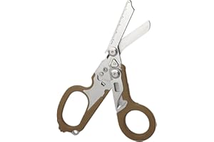 DADEA Raptor Response - Tijeras de emergencia 6 en 1, tijeras de alicates multiherramienta, alicates plegables tácticos con cortador de correa y rompedor de vidrio, color marrón