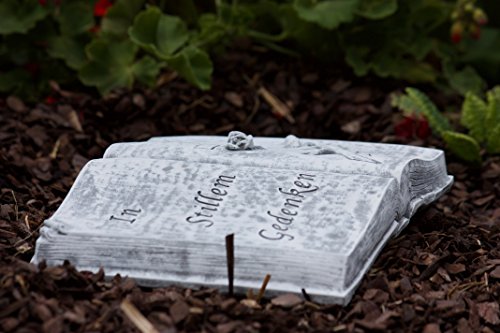 Grabschmuck Steinguss Buch „In stillem Gedenken“, frost- und wetterfest - 3