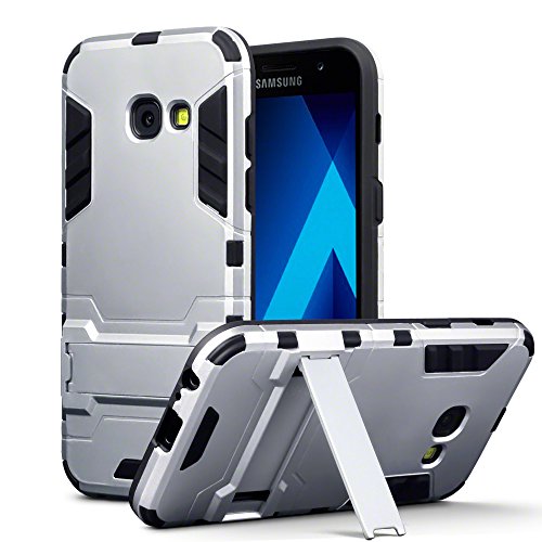 Samsung Galaxy A3 2017 Carcasa H brida de Silicona Polycarbonato Doble Resistencia y soporte para mesa - Plata reviews Samsung Galaxy A3 2017 Carcasa H brida de Silicona Polycarbonato Doble Resistencia y soporte para mesa - Plata