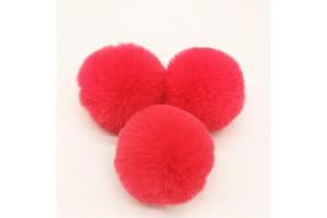 BrightGlow Kunstfell Pompon 8cm Weiche Pompons zum Basteln Groß Pom Pom Bälle Fellbommel Kunstfell-Pom-Poms DIY Pom Pom Bälle Kaninchenfell Bommel für Mützen Beanies Tasche #1Rot 10 Stück